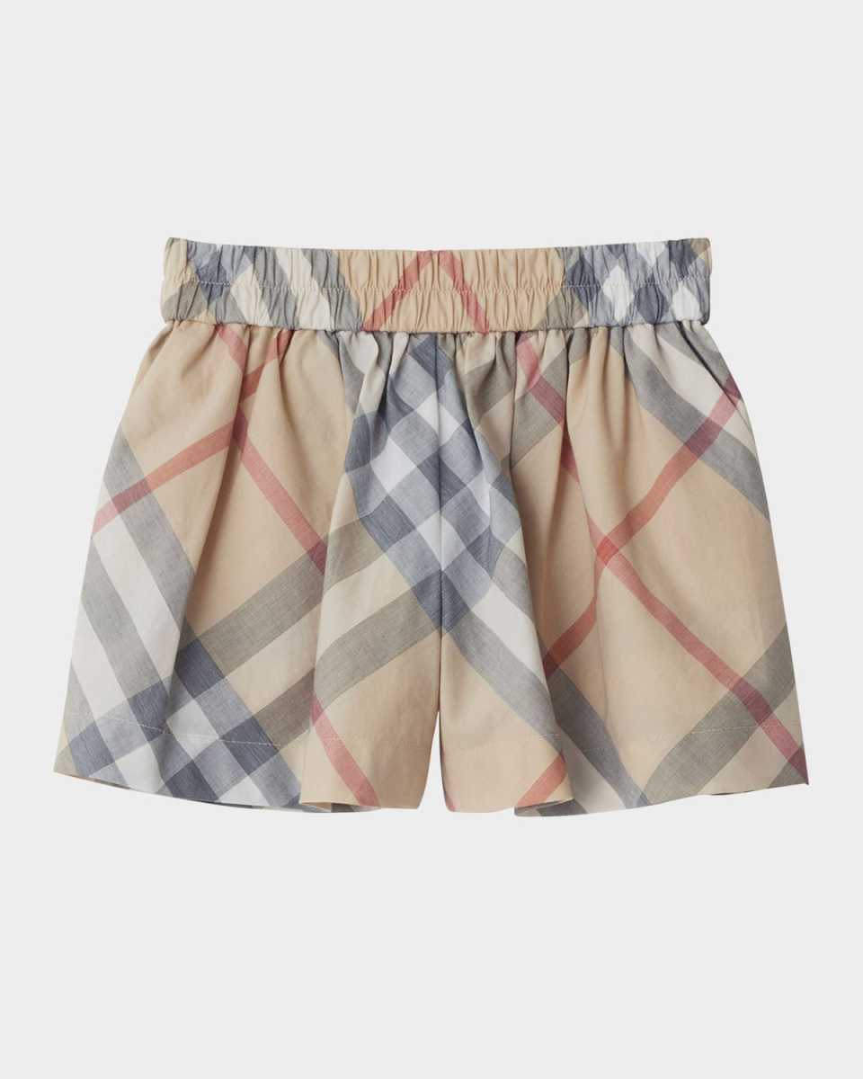 Girl's Marcy Check Wide-Leg Shorts, Size 6M-2